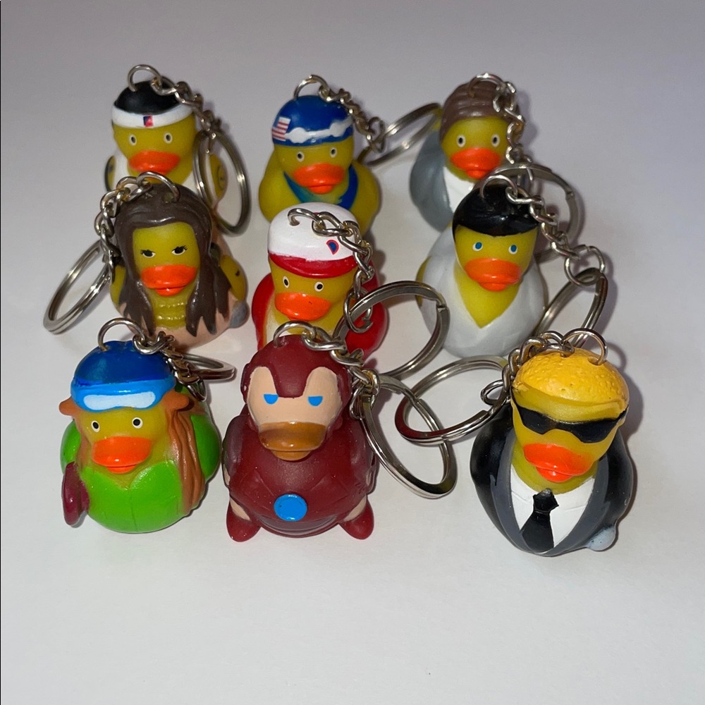 Set of 9 Rubber Duck Keychains